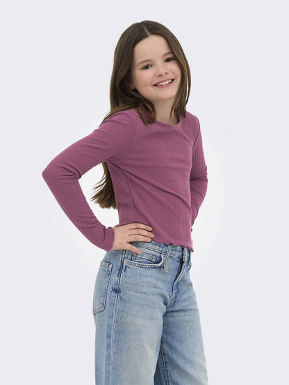 Only Jr 15326388 Grape, maglia maniche lunghe da bambina rosa