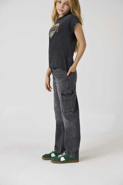 JEANS HARMONY WIDE CARGO ONLY DA BAMBINA GRIGIO DENIM