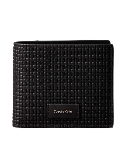 Portafoglio nero Calvin Klein Emboss Woven da uomo