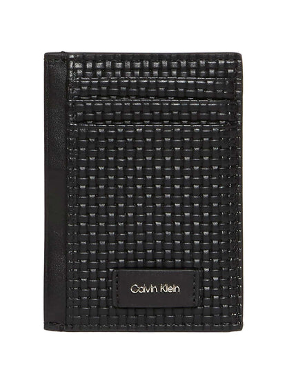 Portacarte Calvin Klein Emboss da uomo in similpelle nero