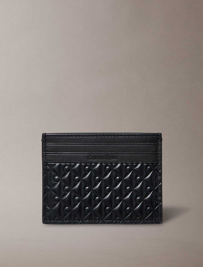 Portacarte uomo nero Calvin Klein Embossed con logo in rilievo