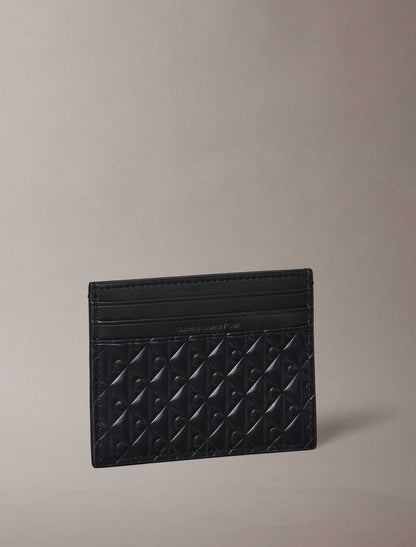 Portacarte uomo nero Calvin Klein Embossed con logo in rilievo