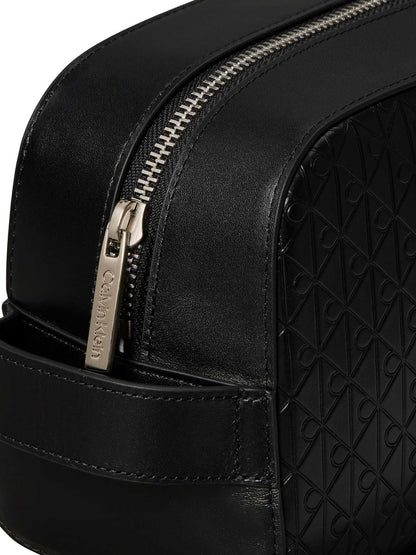 Beauty Case Calvin Klein Embossed in pelle e tessile nero da Donna