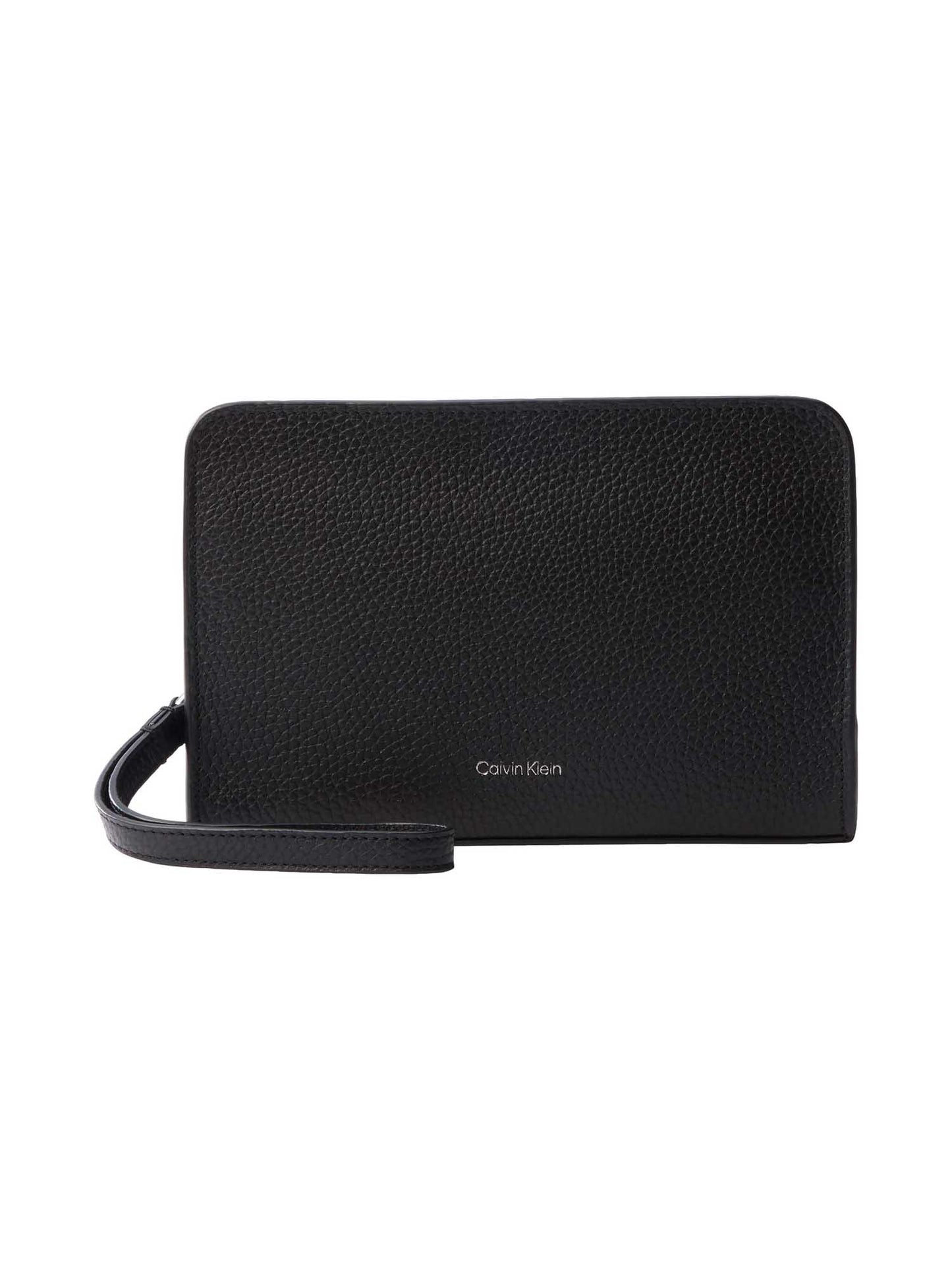 Pochette Calvin Klein in similpelle nera con effetto foil elegante