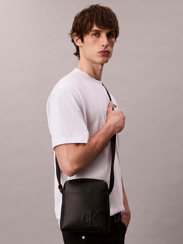 BORSA REPORTER MONOGRAMMA CALVIN KLEIN DA UOMO NERO