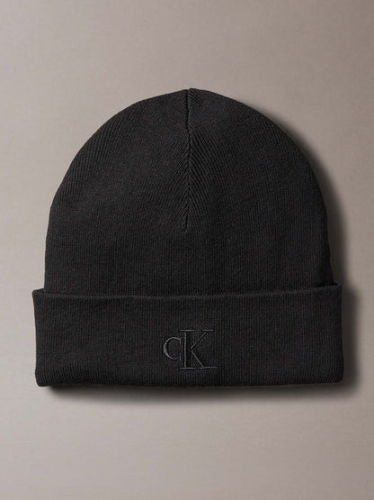CALVIN KLEIN CAPPELLO FINE RIB UOMO NERO