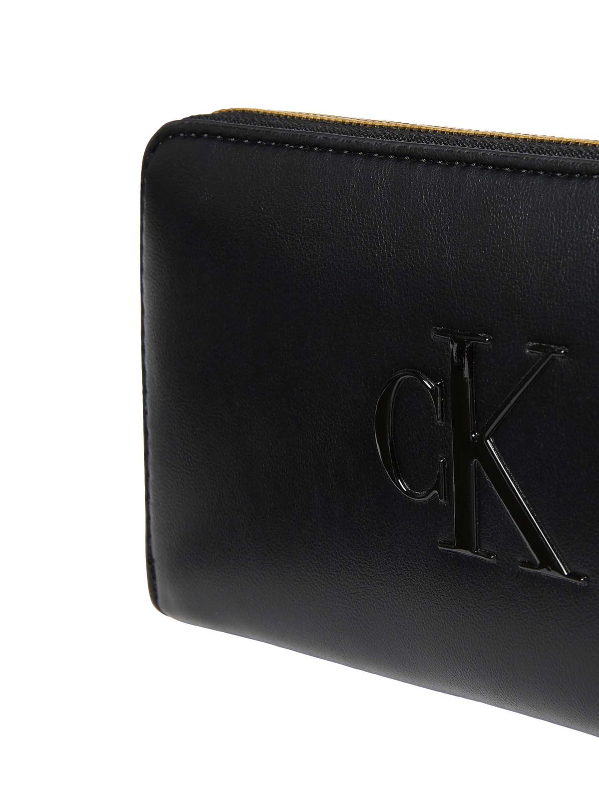 Ck bold long zip aro portafogli da donna nero