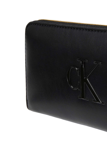 Ck bold long zip aro portafogli da donna nero