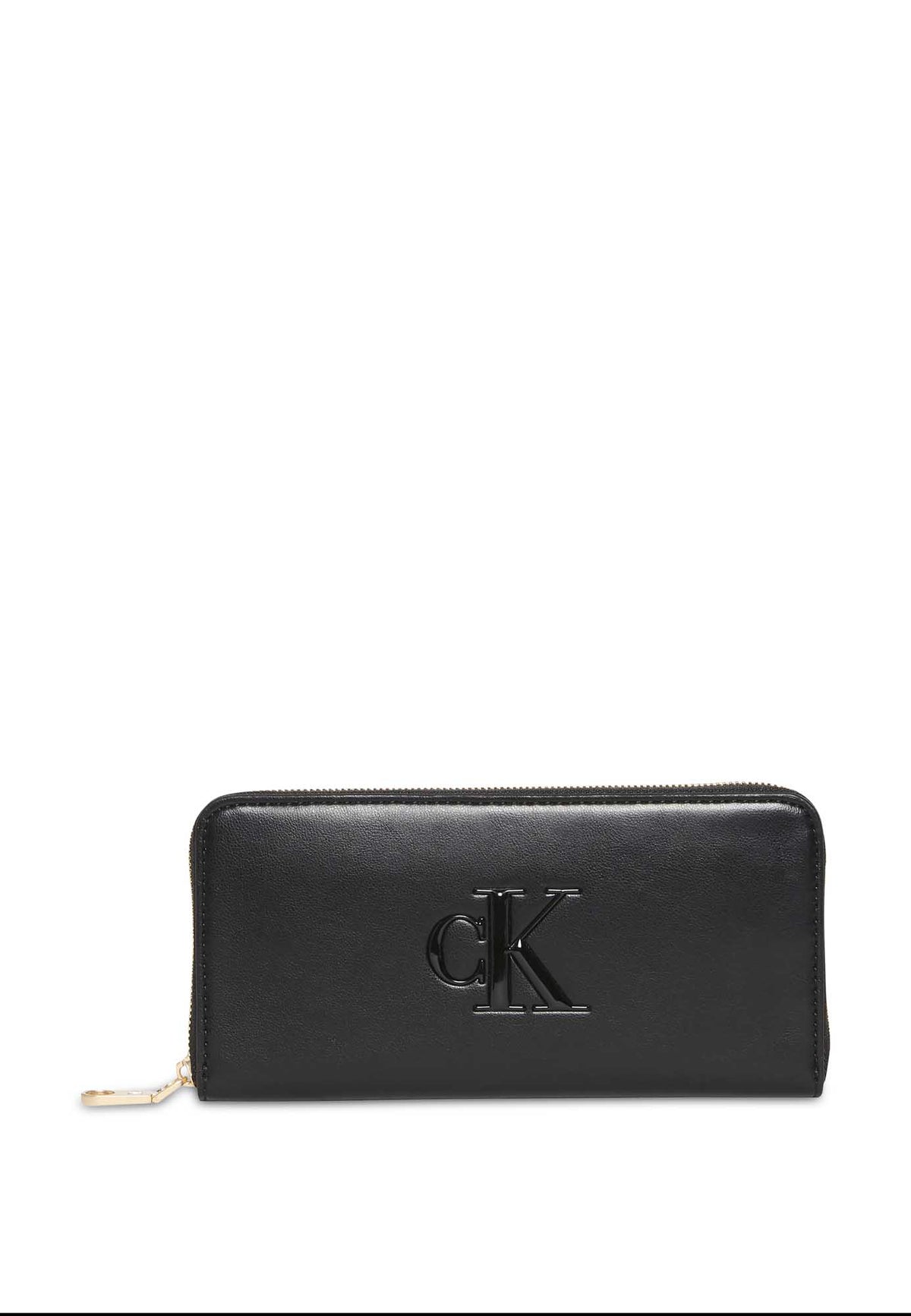 Ck bold long zip aro portafogli da donna nero