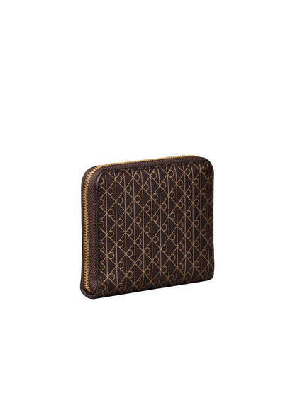 Calvin Klein CK Emblem Zip Around, portafoglio da donna marrone