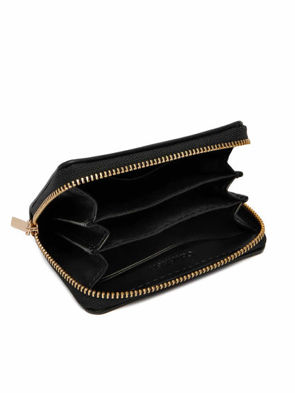 Calvin Klein Foil Glossy Square Zip Around, portafoglio da donna nero