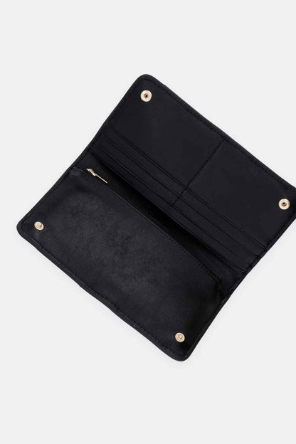 Calvin Klein Woven Longfold, portafoglio da donna nero