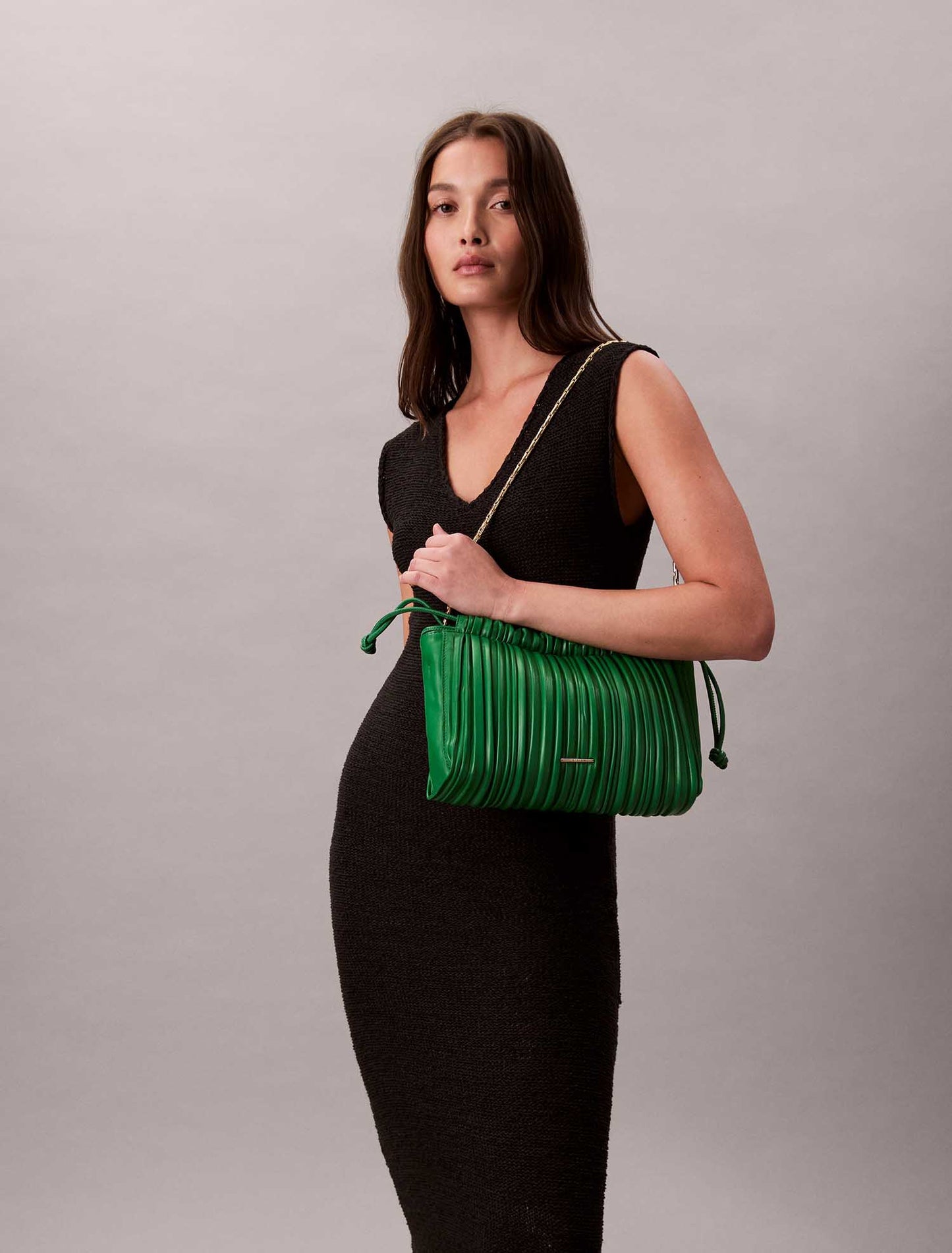 BORSA DRAWSTRING PLISSE CALVIN KLEIN DA DONNA VERDE