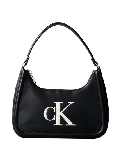 Calvin Klein Bold Shoulder Bag, borsa mezza luna nera da donna