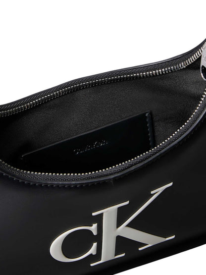 Calvin Klein Bold Shoulder Bag, borsa mezza luna nera da donna