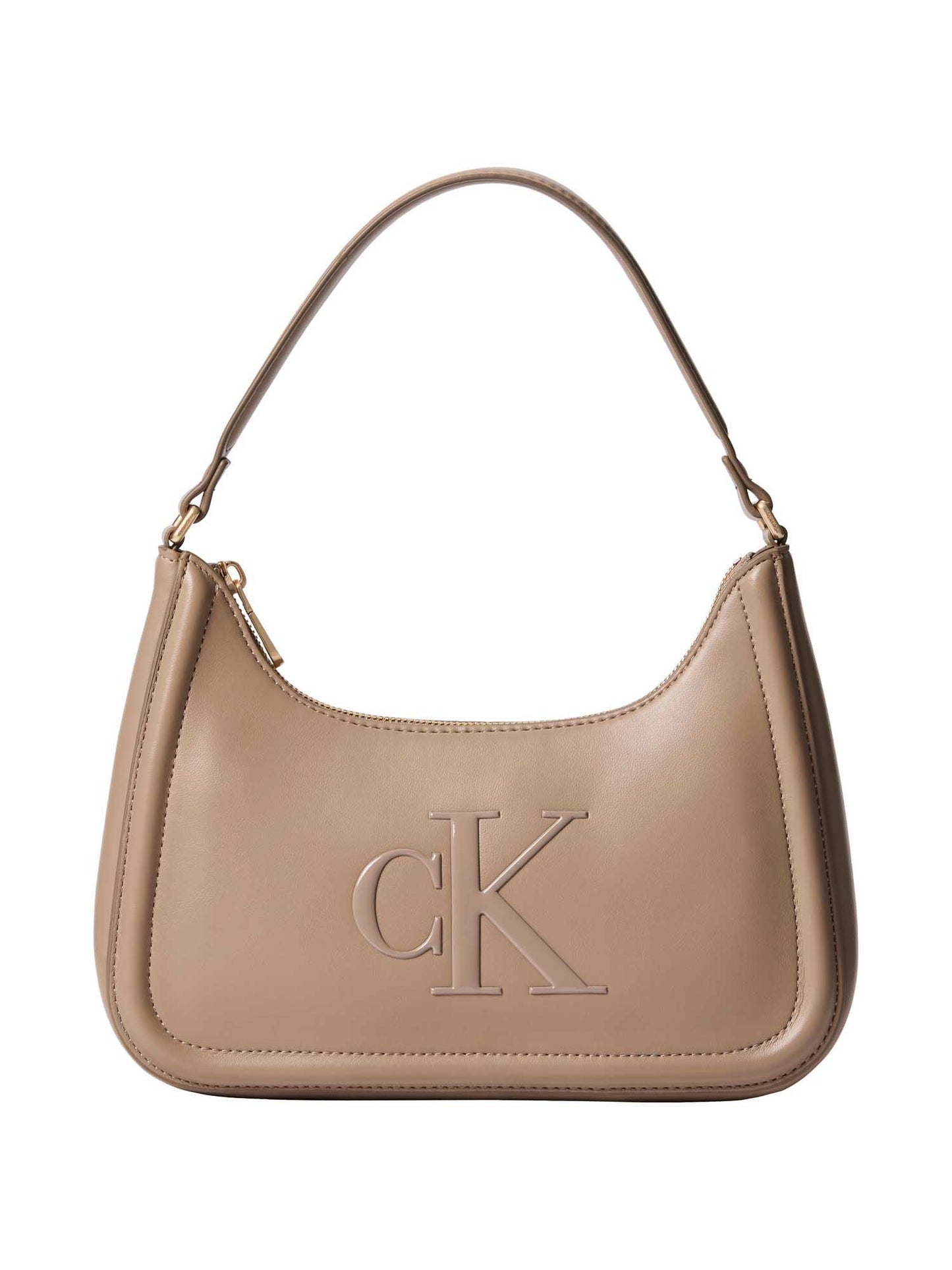 Calvin Klein Bold Shoulder Bag, borsa mezza luna beige da donna