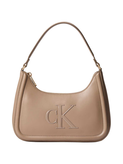 Calvin Klein Bold Shoulder Bag, borsa mezza luna beige da donna