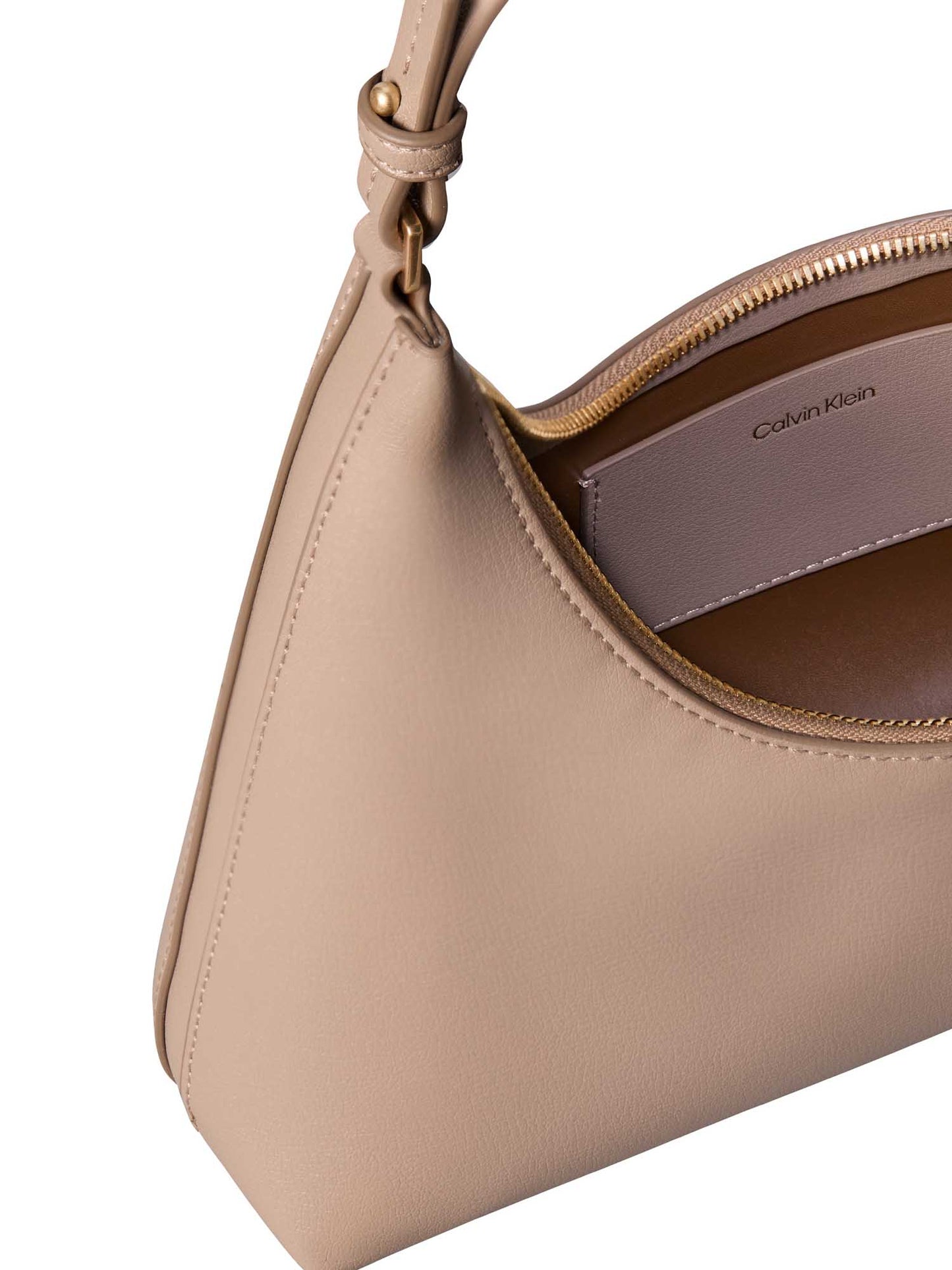 Borsa mezza luna Calvin Klein fango in similpelle da donna