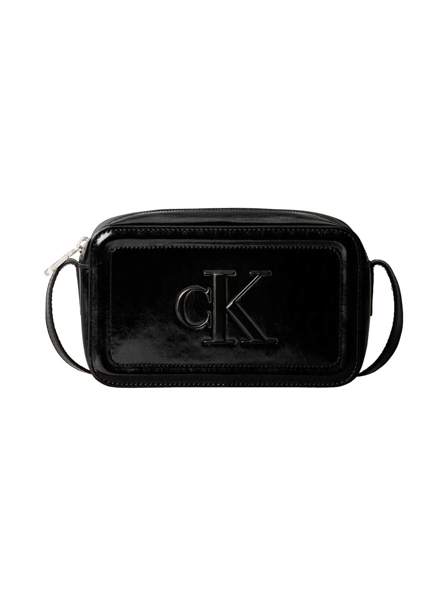Calvin Klein Metallic Camera Bag, borsa nera da donna elegante e versatile