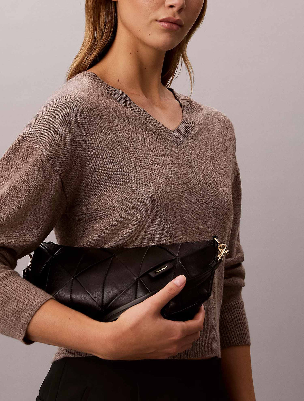 Ck woven shoulderbag borsa da unisex nero