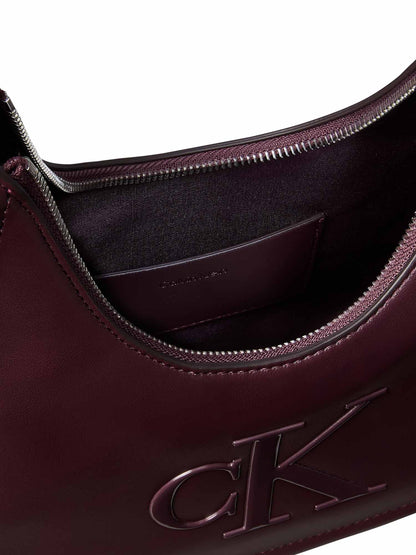 Calvin Klein Bold CK Small Crescent Bag, borse da unisex adulto bordeaux