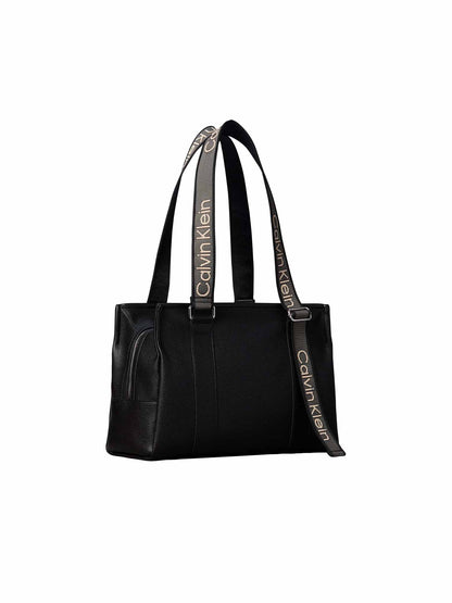Calvin Klein Webbing Adj Strap Tote, borsa da unisex adulto nero