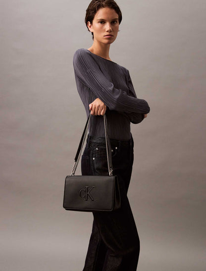 BORSA FLAP SCULPTED CALVIN KLEIN DA DONNA NERO