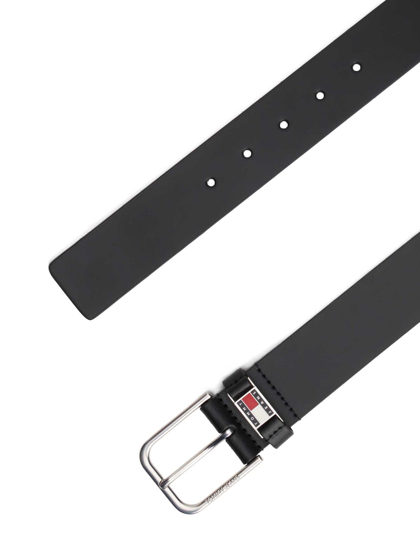 Cintura nera Tommy Jeans Scanton 4.0 in cuoio da uomo