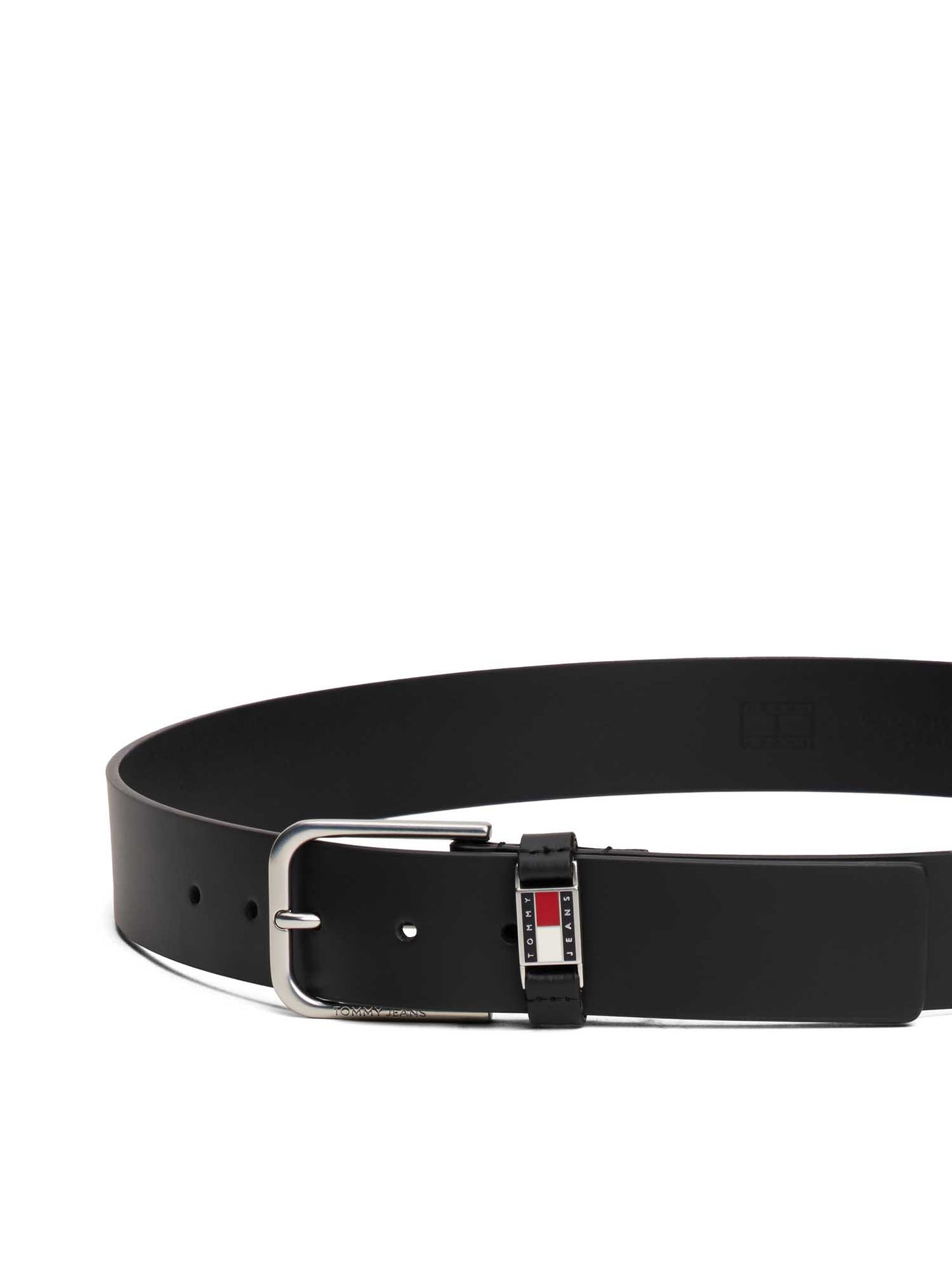 Cintura nera Tommy Jeans Scanton 4.0 in cuoio da uomo