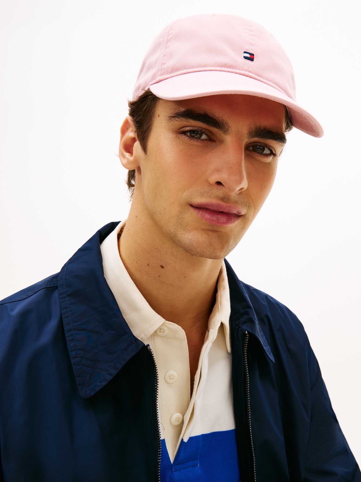 Cappello da uomo Tommy Jeans Flag soft in cotone rosa
