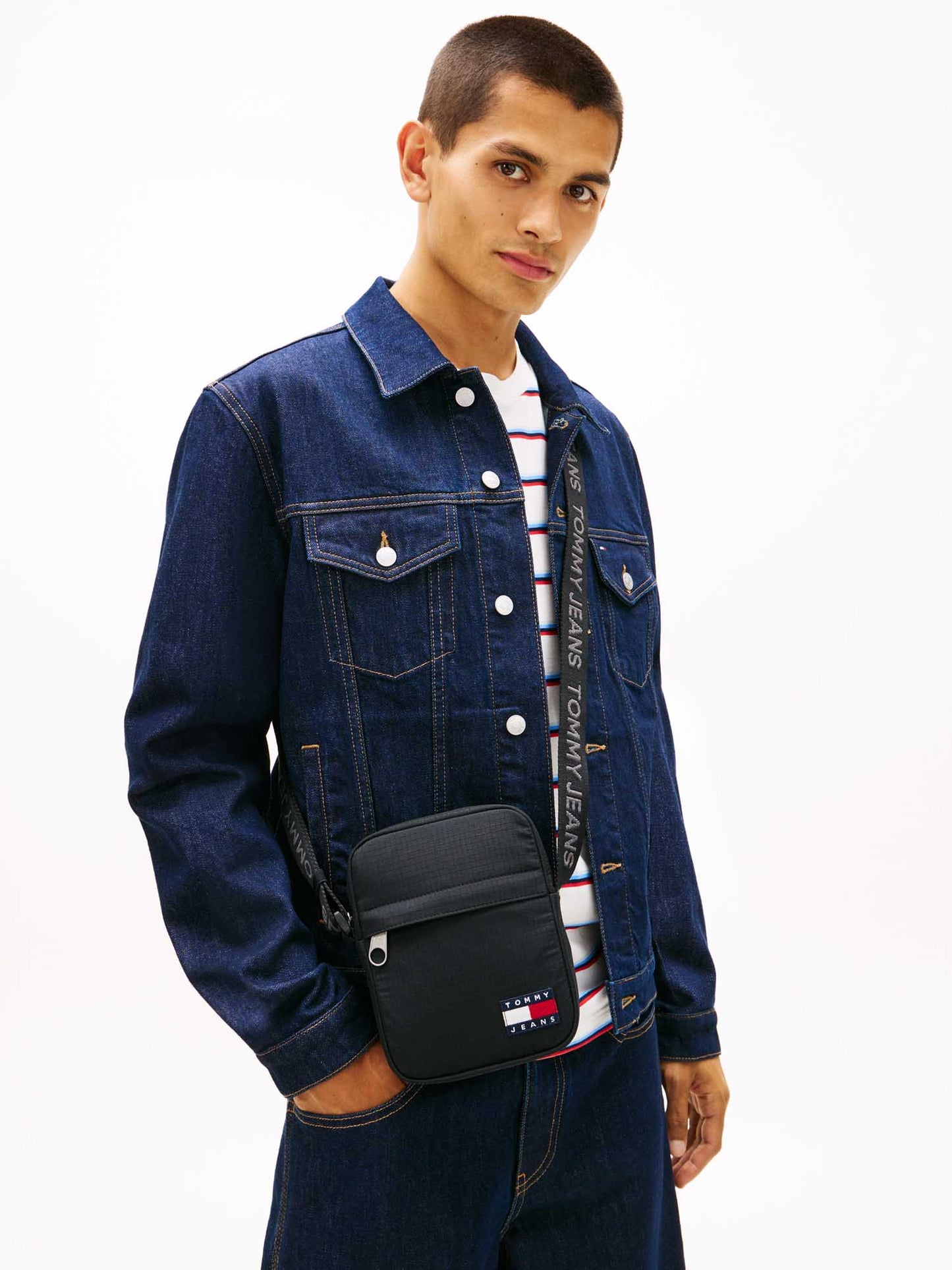 Borsa a tracolla nera Tommy Jeans Ripstop da uomo