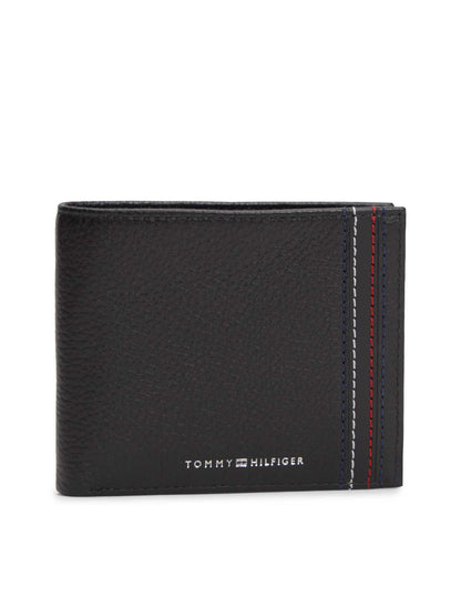 Portafoglio bifold in pelle nero Tommy Hilfiger da Uomo