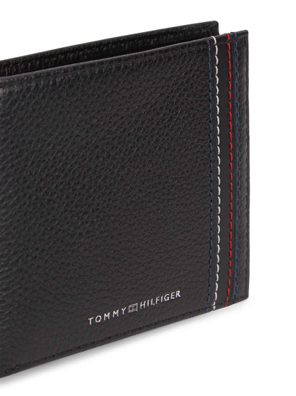 Portafoglio bifold in pelle nero Tommy Hilfiger da Uomo