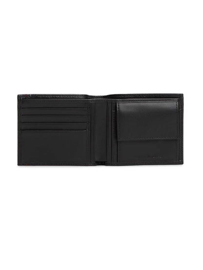 Portafoglio bifold in pelle nero Tommy Hilfiger da Uomo