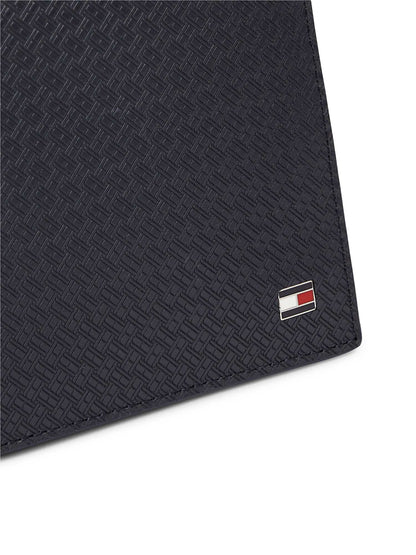 Portafogli da uomo Tommy Jeans blu con motivo a bandierine in rilievo