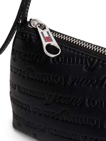 BORSA A SPALLA CON LOGO ALL OVER TOMMY JEANS DA DONNA NERO