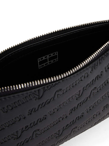 BORSA A SPALLA CON LOGO ALL OVER TOMMY JEANS DA DONNA NERO