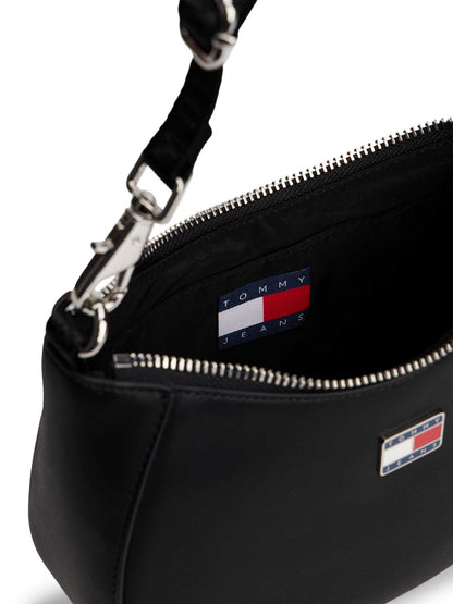 Mini bag a mezza luna Tommy Jeans nera da donna elegante