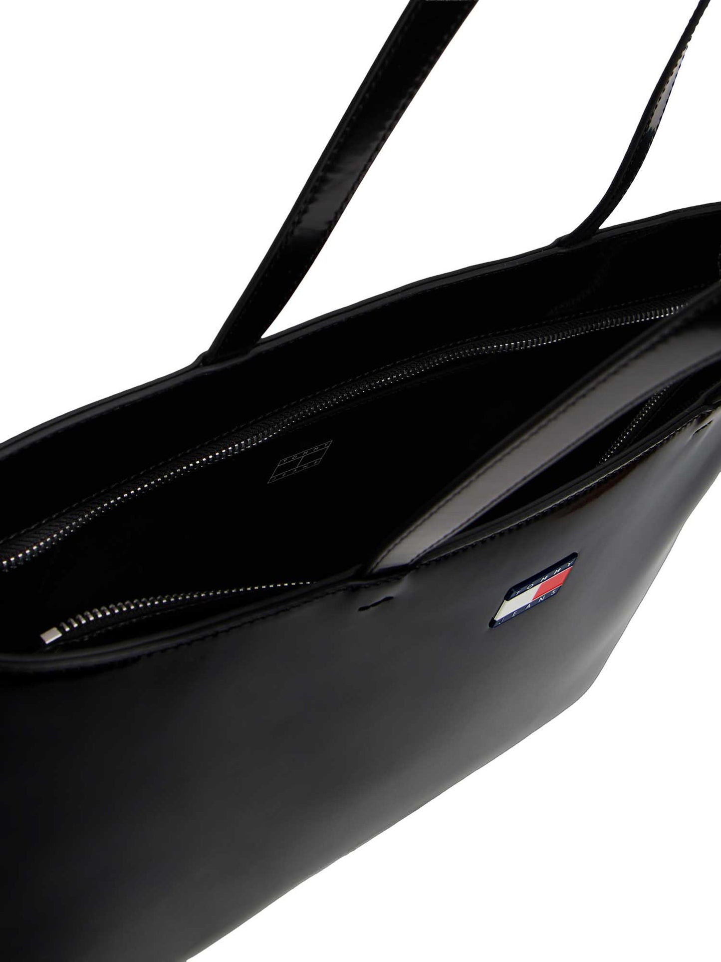 Tommy Jeans Must Tote, borsa a spalla donna nera effetto lucido
