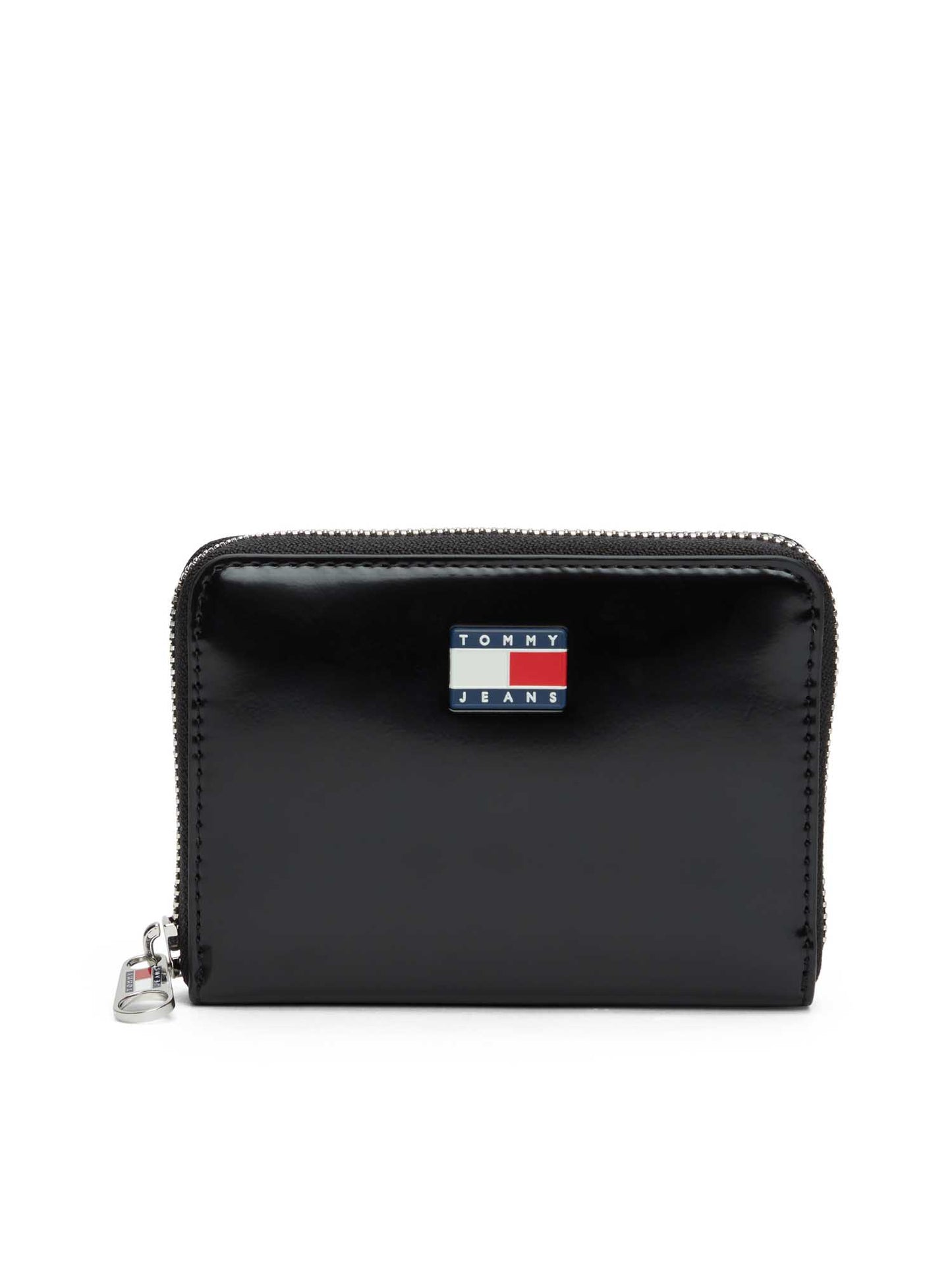 Portafoglio compatto nero Tommy Jeans con zip da donna