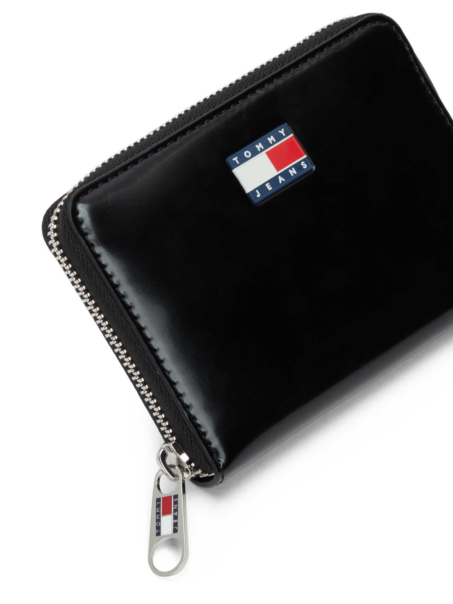 Portafoglio compatto nero Tommy Jeans con zip da donna