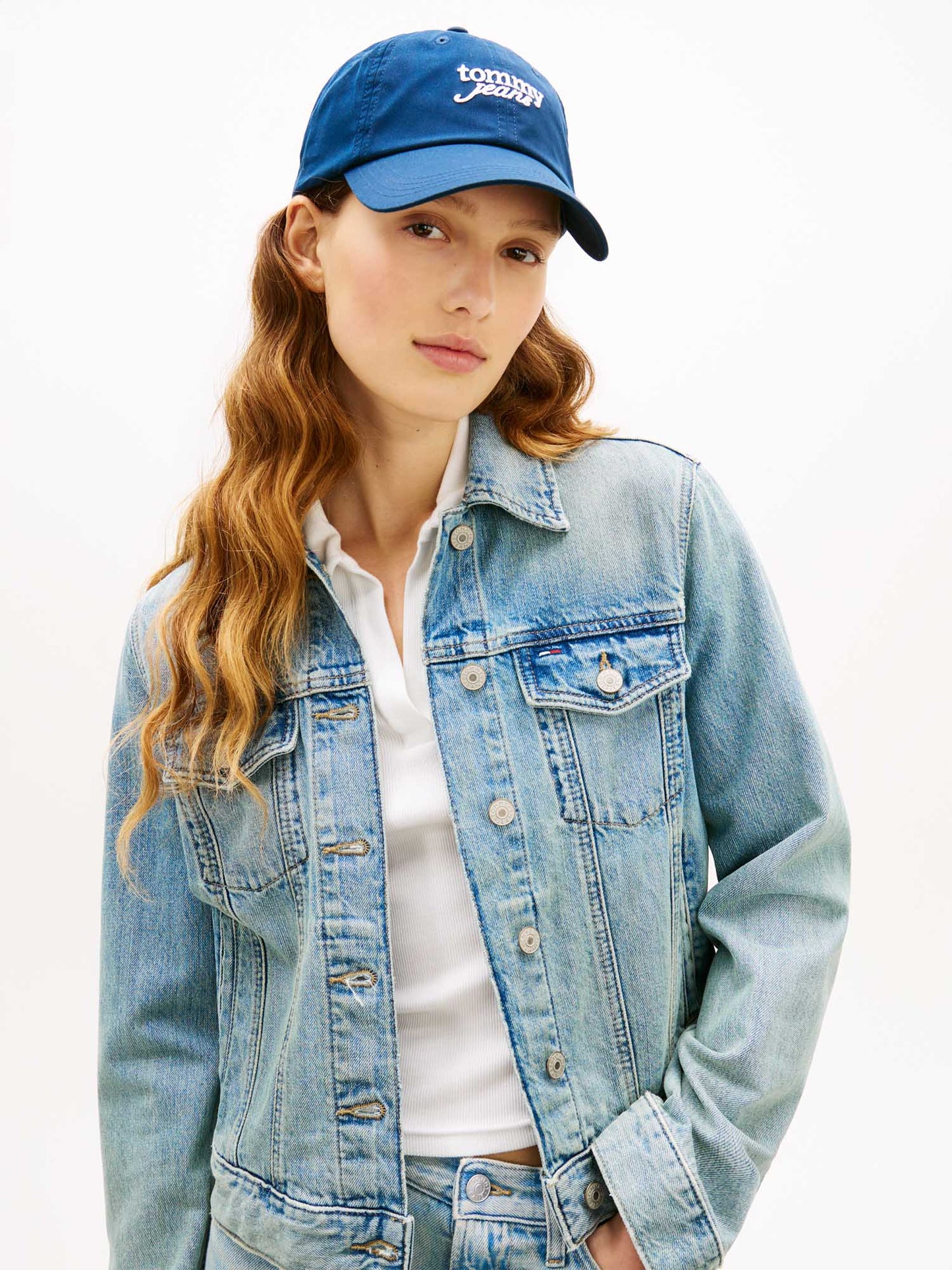 Cappello baseball da donna Tommy Jeans blu con logo ricamato
