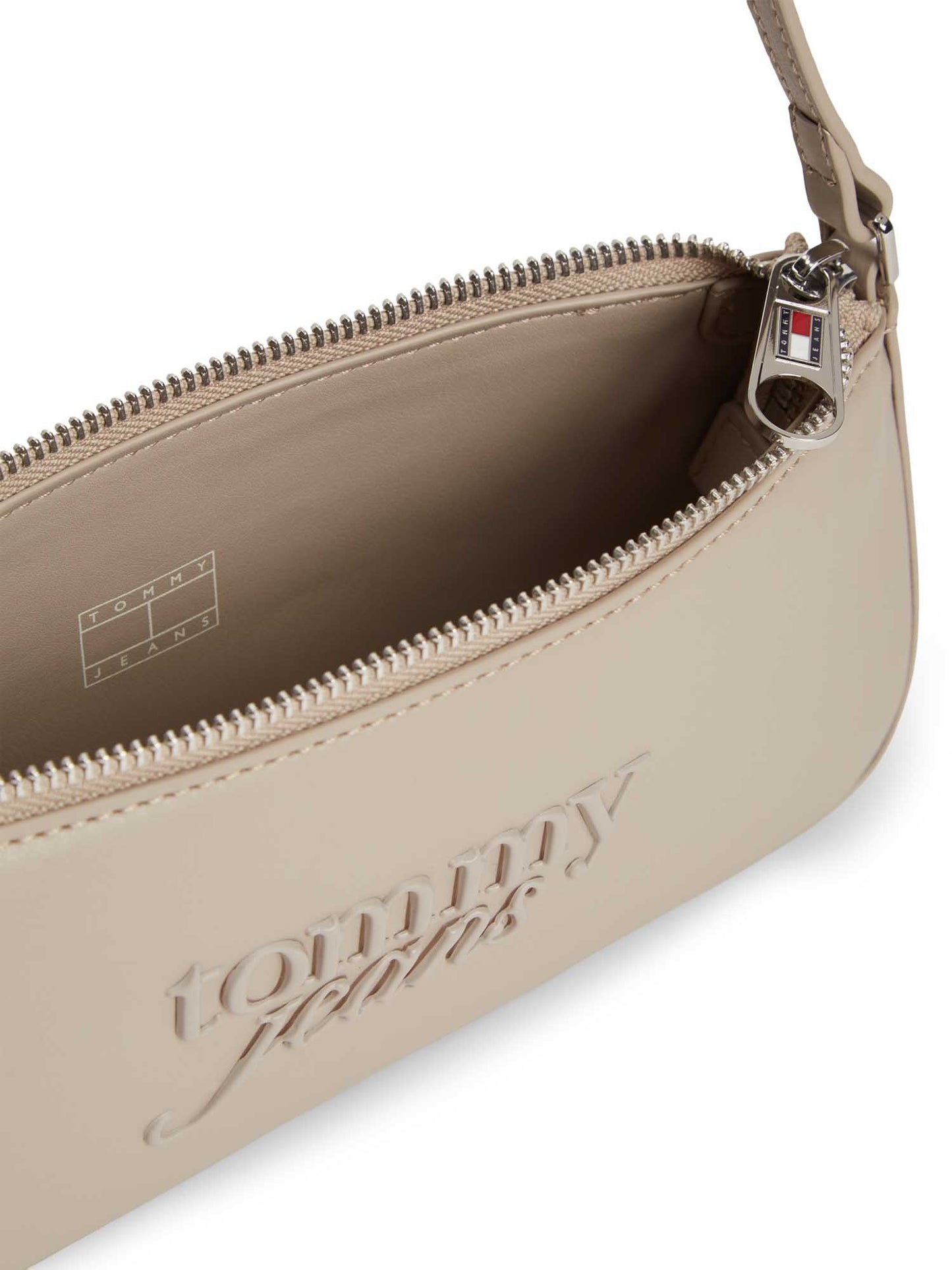 Borsa a tracolla beige Tommy Jeans con logo per donna