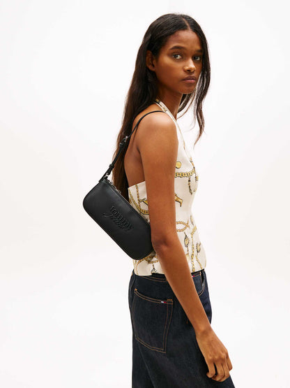 Borsa a tracolla nera Tommy Jeans con logo da donna