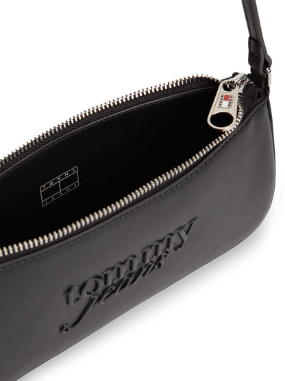 Borsa a tracolla nera Tommy Jeans con logo da donna