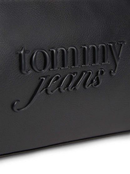 Borsa a tracolla nera Tommy Jeans con logo da donna