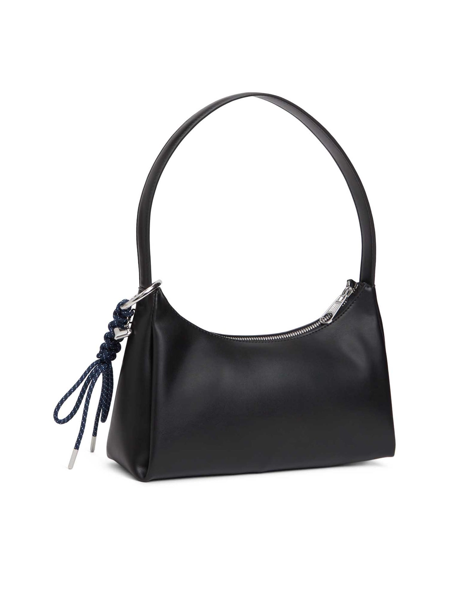 Borsa mezza luna nera Tommy Jeans con charm per donna