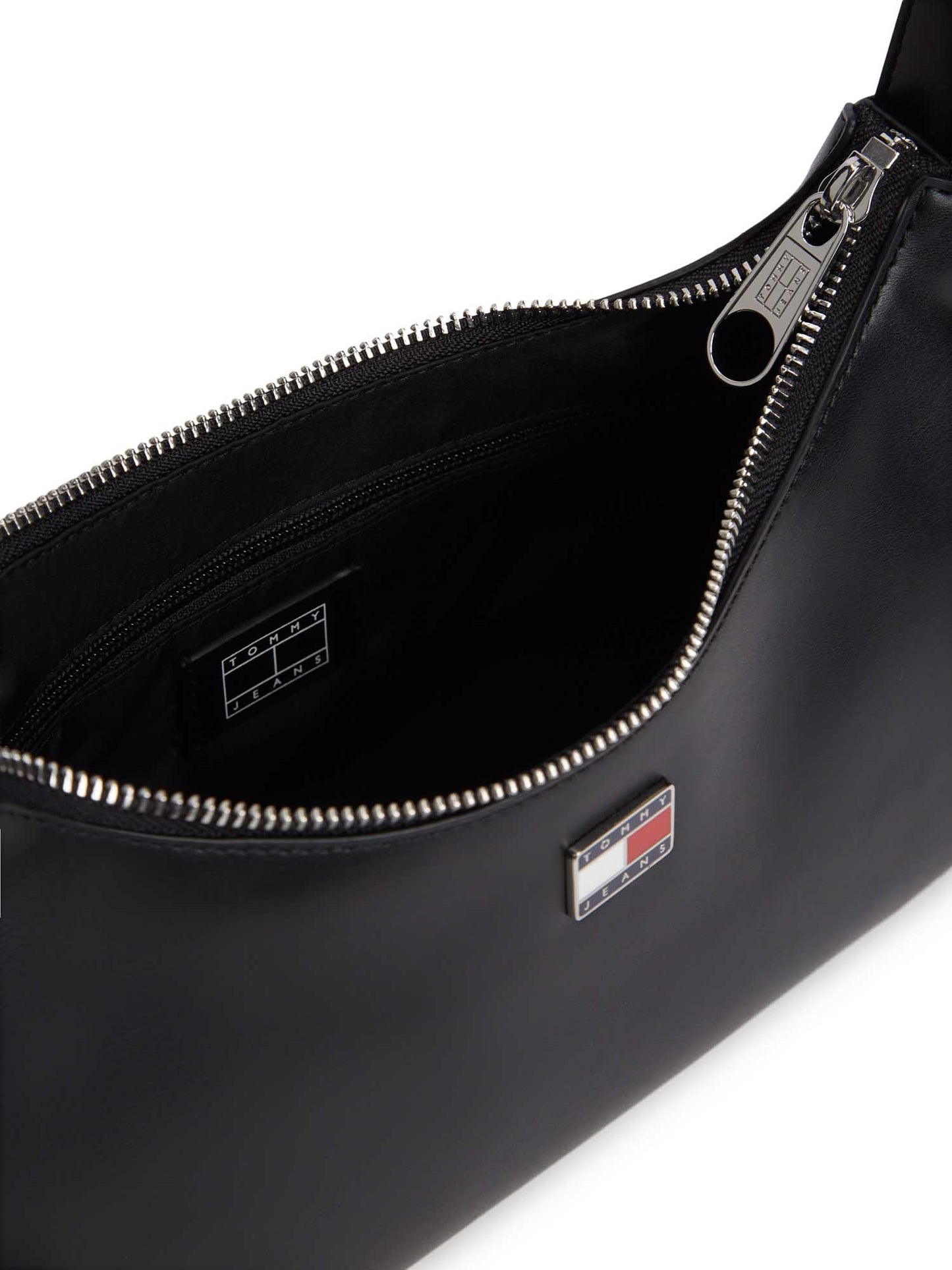 Borsa mezza luna nera Tommy Jeans con charm per donna