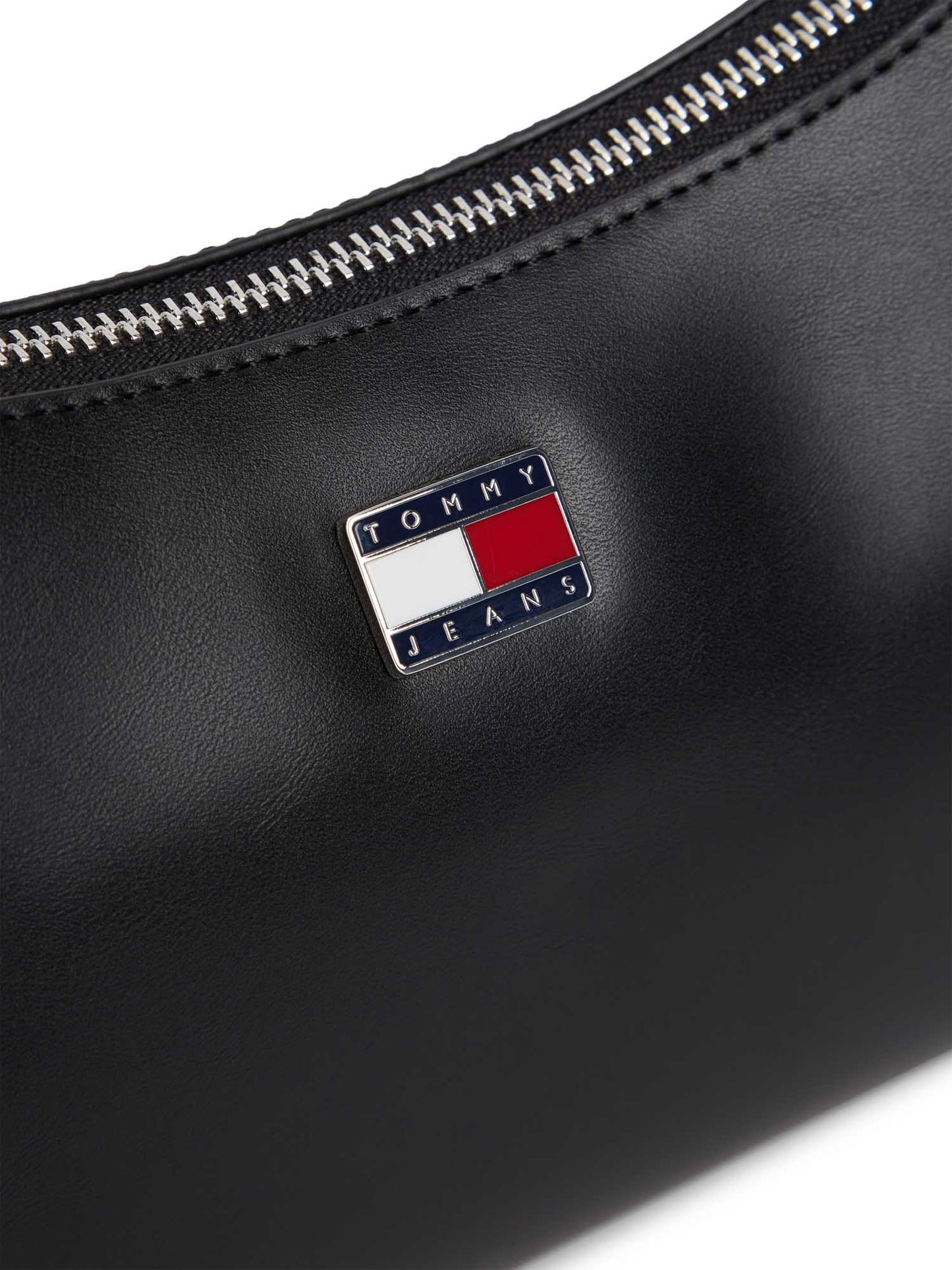 Borsa mezza luna nera Tommy Jeans con charm per donna