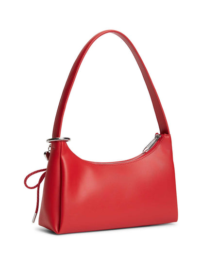 Borsa mezza luna rossa Tommy Jeans con charm per donna